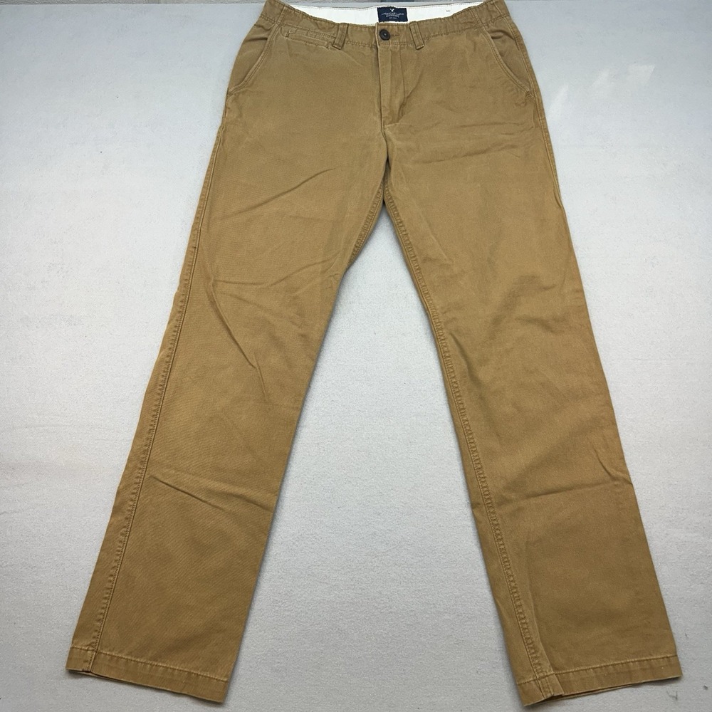 American Eagle Chino Pants Mens 34x36 Beige Original Straight 100% Cotton Preppy